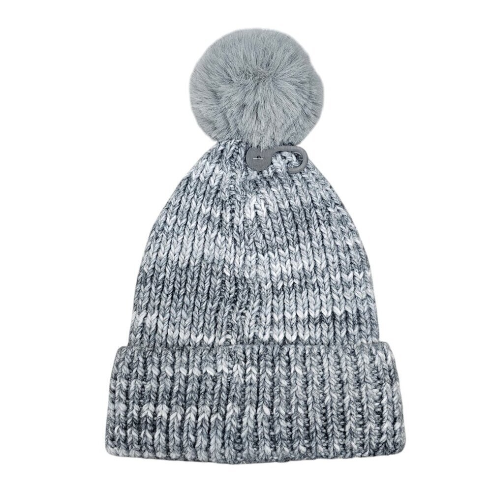 Time and Tru Space Dye New Pom Winter Grey Combo Beanie Hat